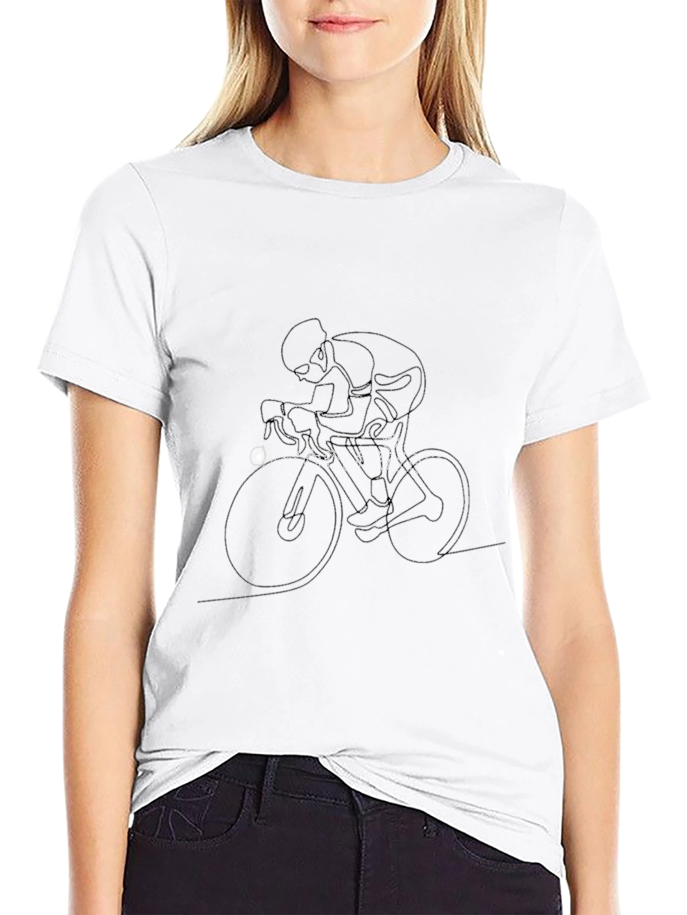 Black T-Shirt with Cyclist Graphic