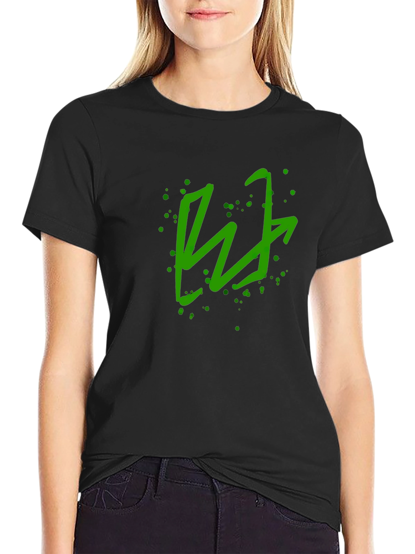 Green Arrow Graphic Black T-Shirt