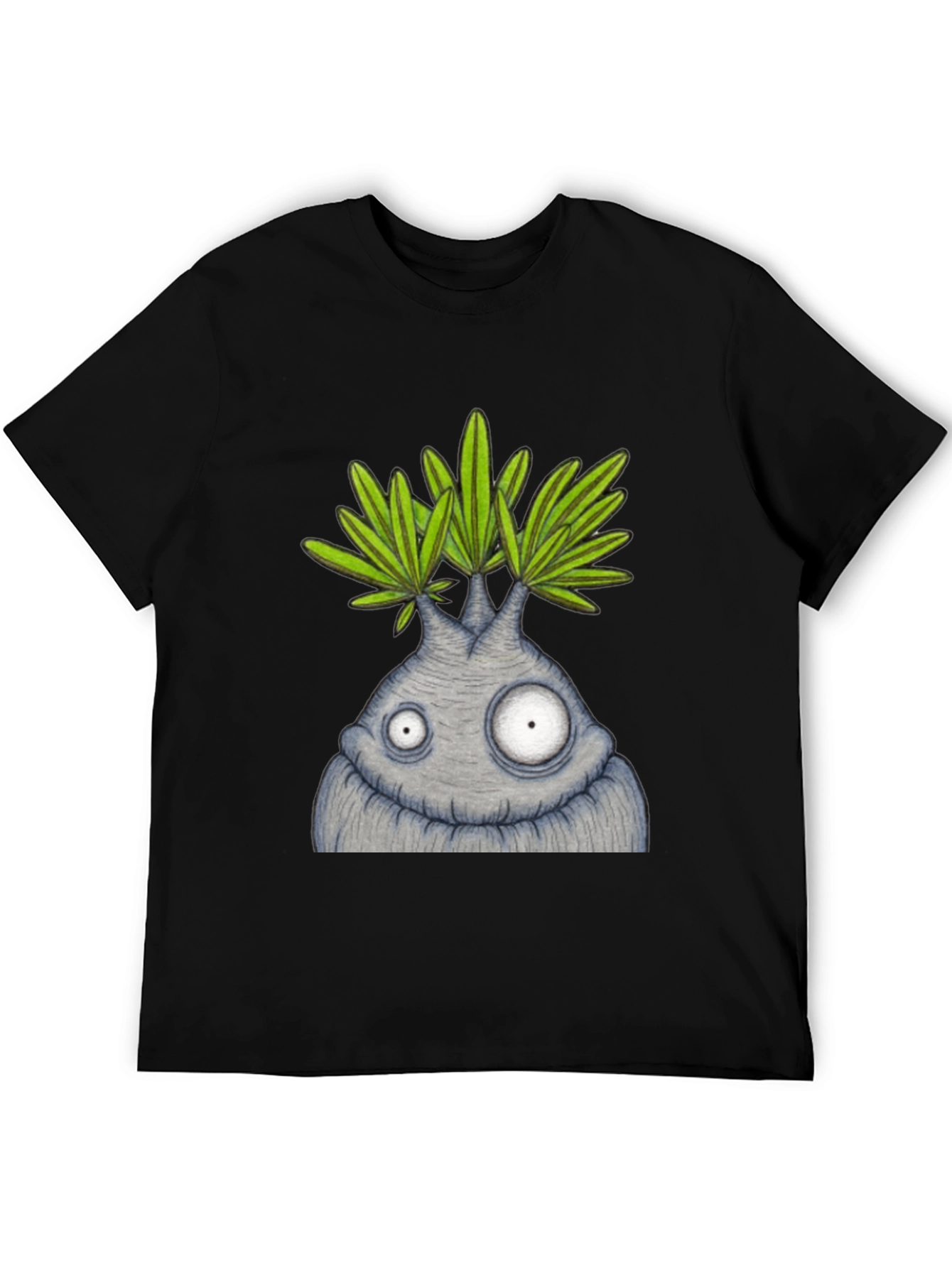 Funny Plant Character Graphic Tee - Black