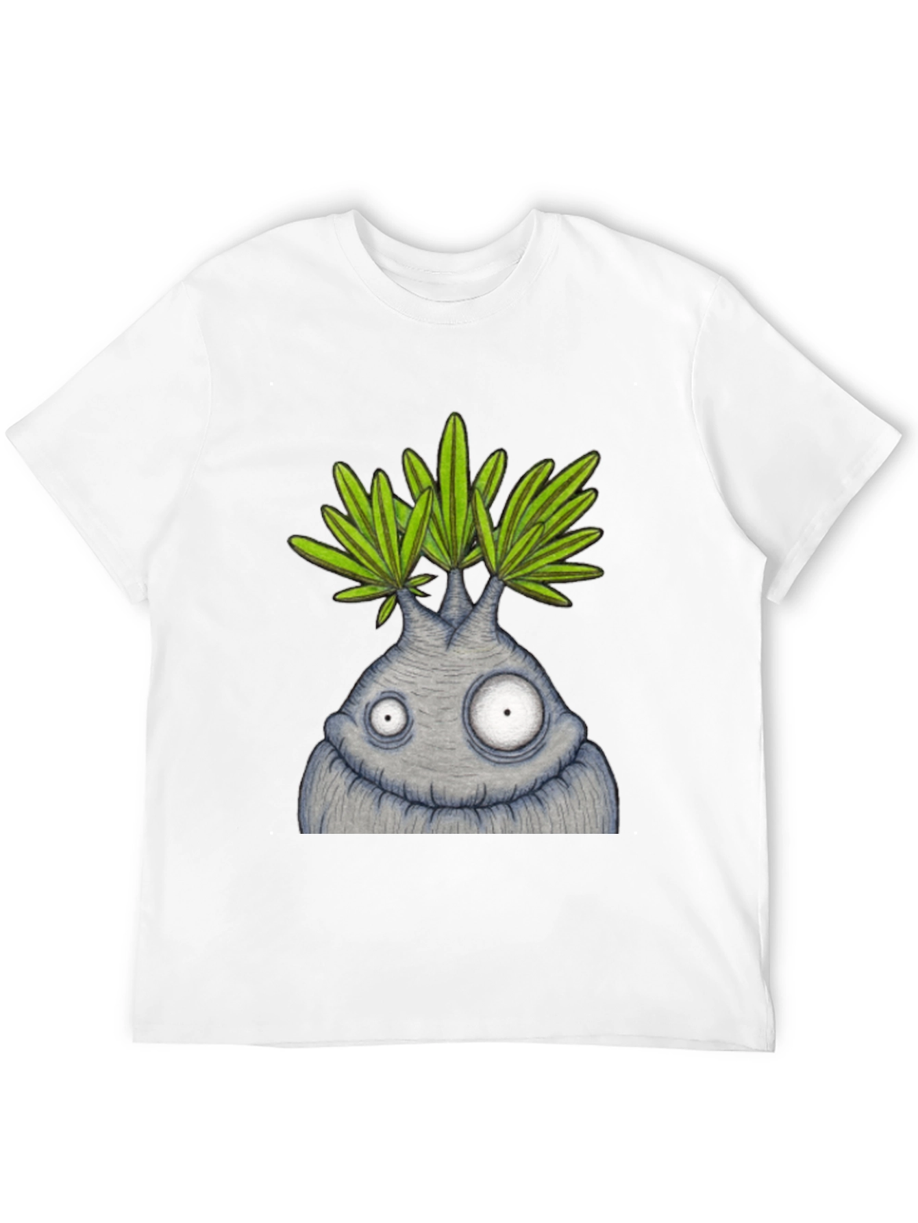 Funny Plant Character Graphic Tee - Black