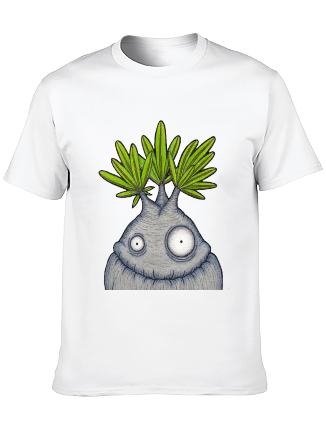 Funny Plant Character Graphic Tee - Black
