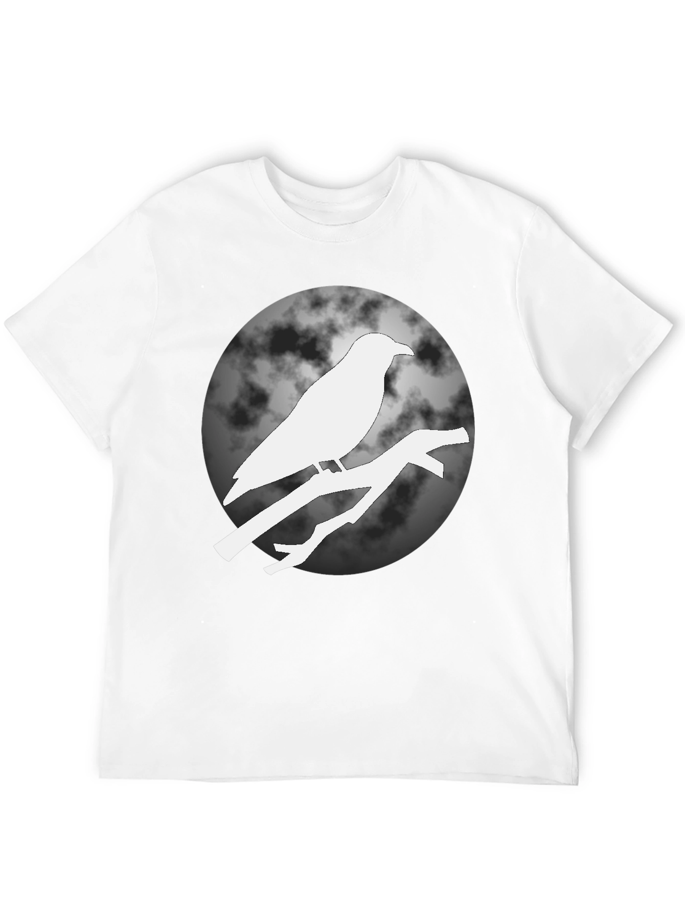 Raven on Branch Moon T-Shirt - Black