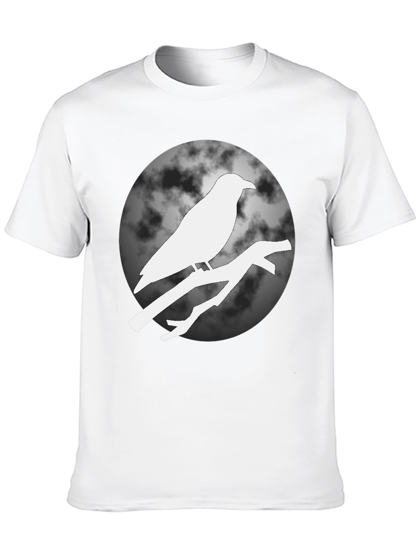 Raven on Branch Moon T-Shirt - Black