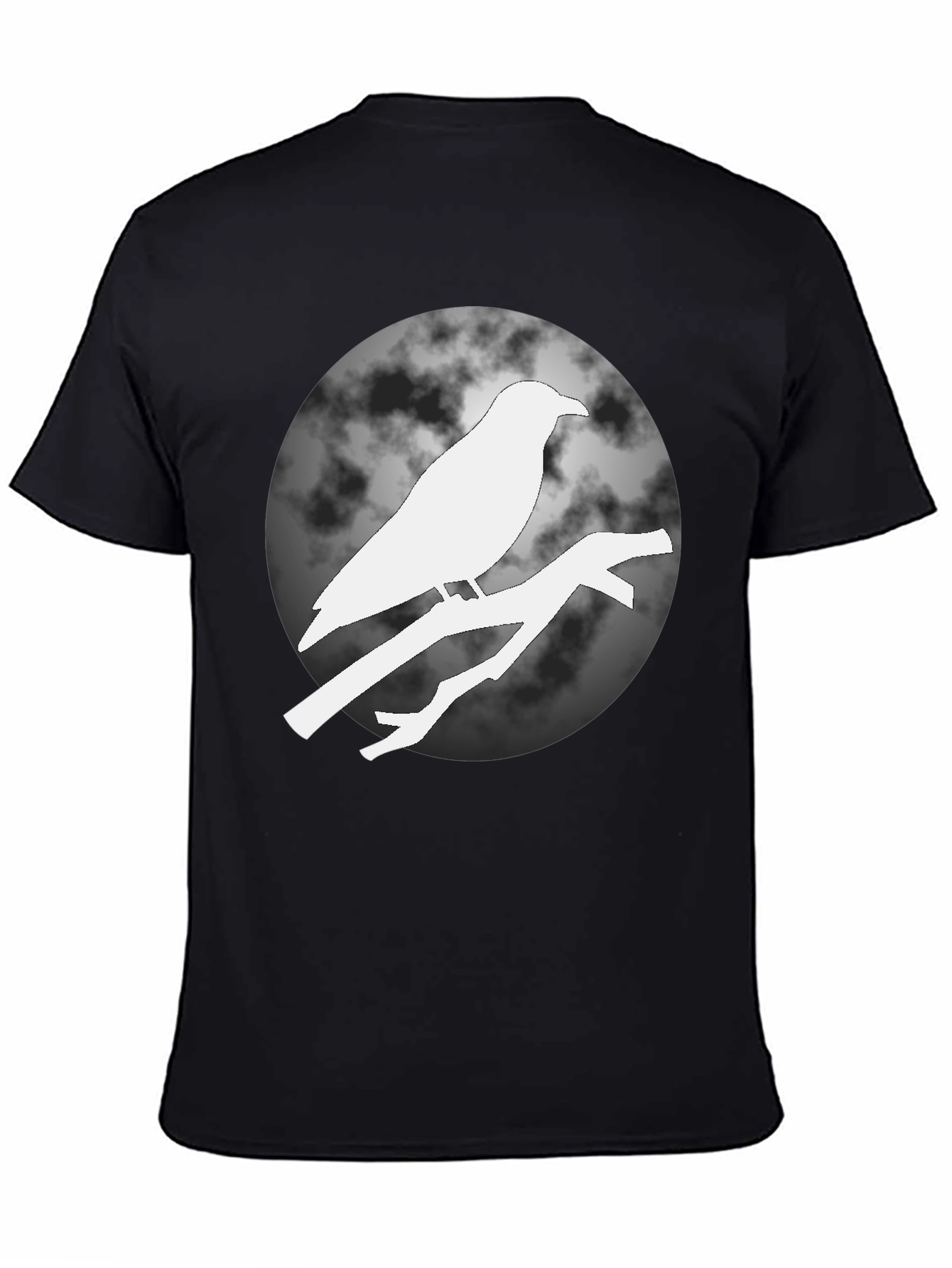Raven on Branch Moon T-Shirt - Black
