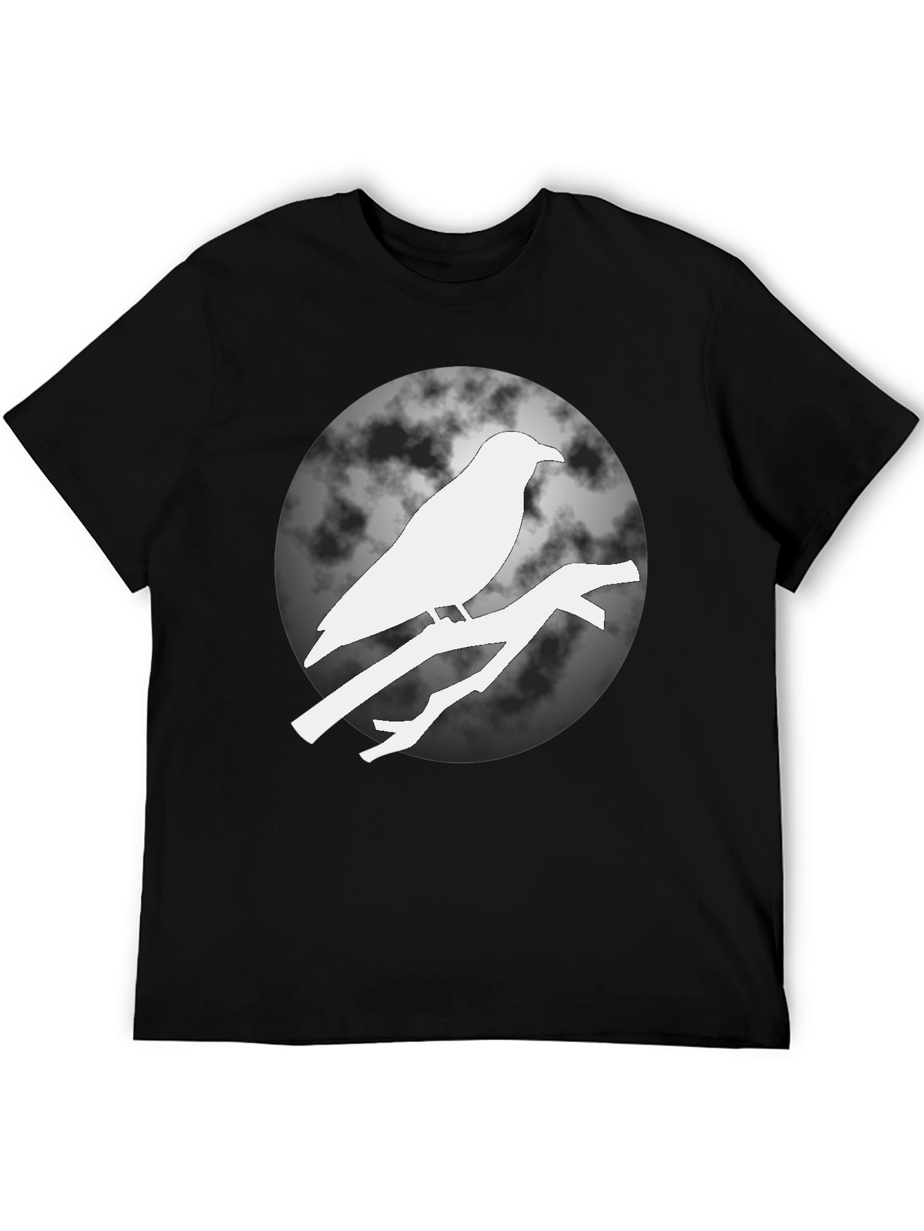 Raven on Branch Moon T-Shirt - Black