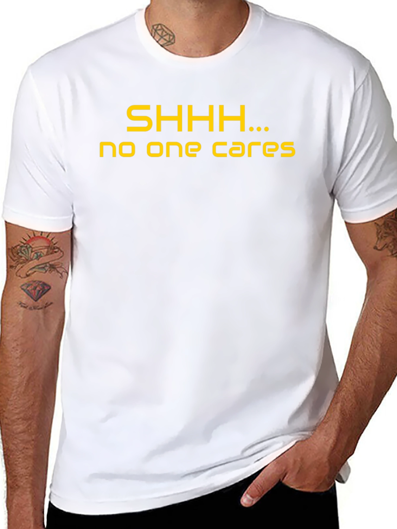 SHHH...No One Cares Black Graphic T-Shirt
