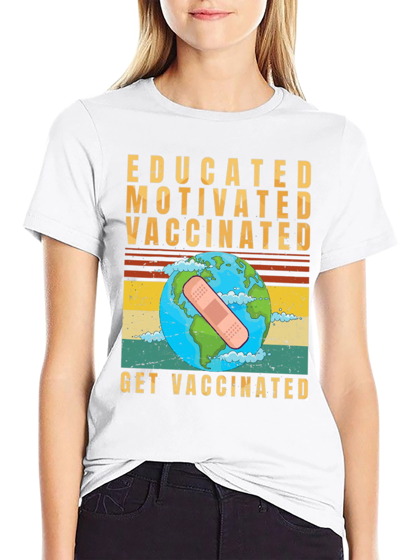 Educated Motivated Vaccinated Graphic T-Shirt