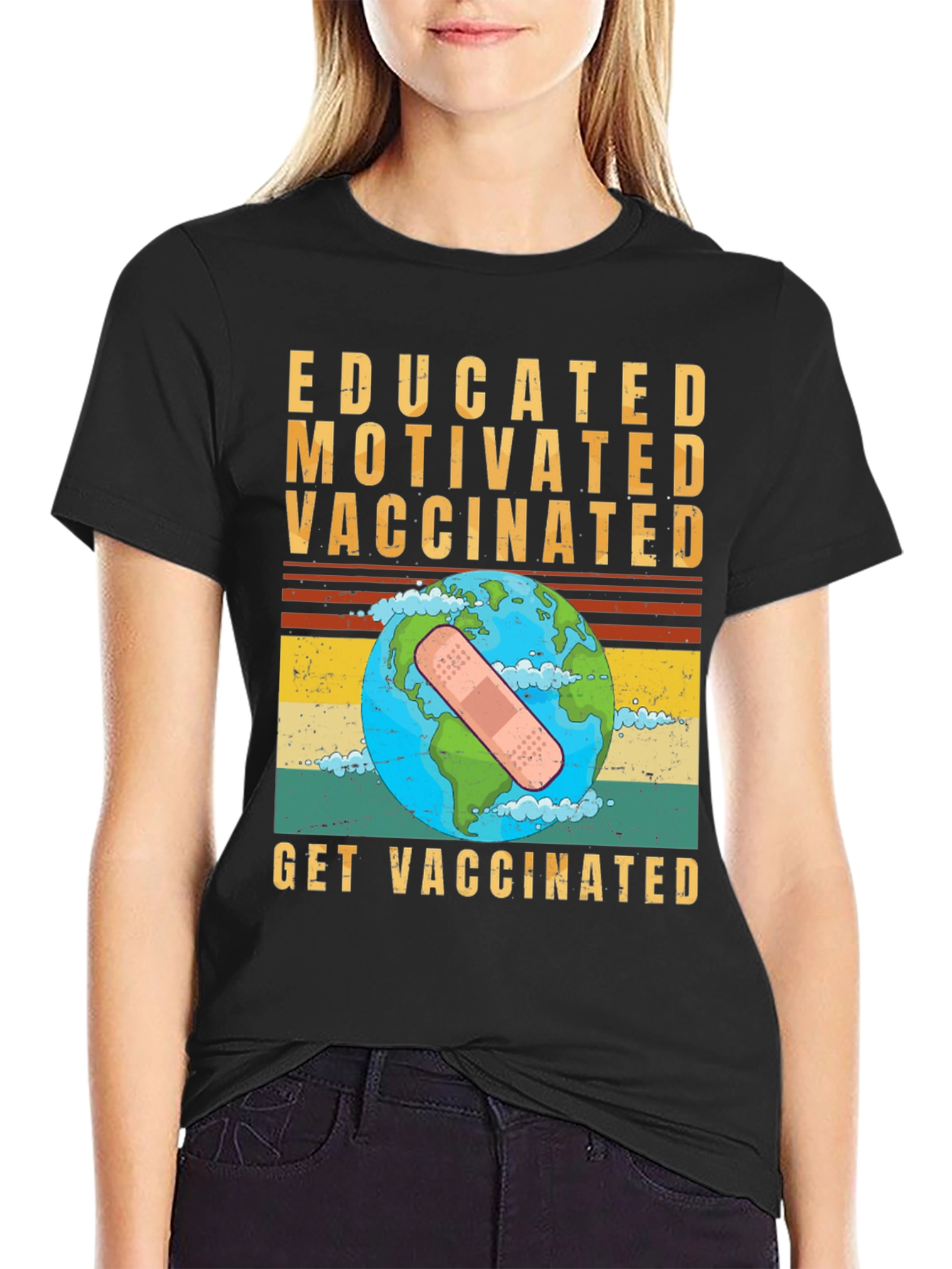 Educated Motivated Vaccinated Graphic T-Shirt