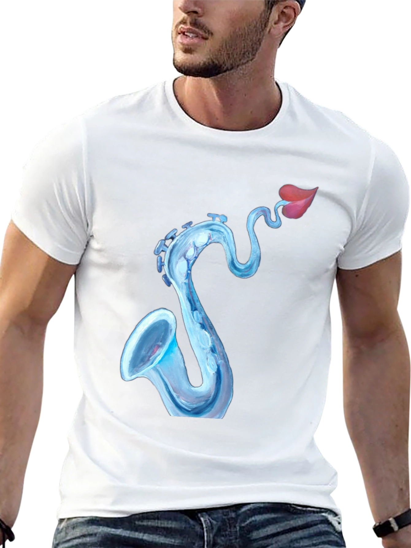 Saxophone Lips Graphic Tee - Cool Music Lover Shirt