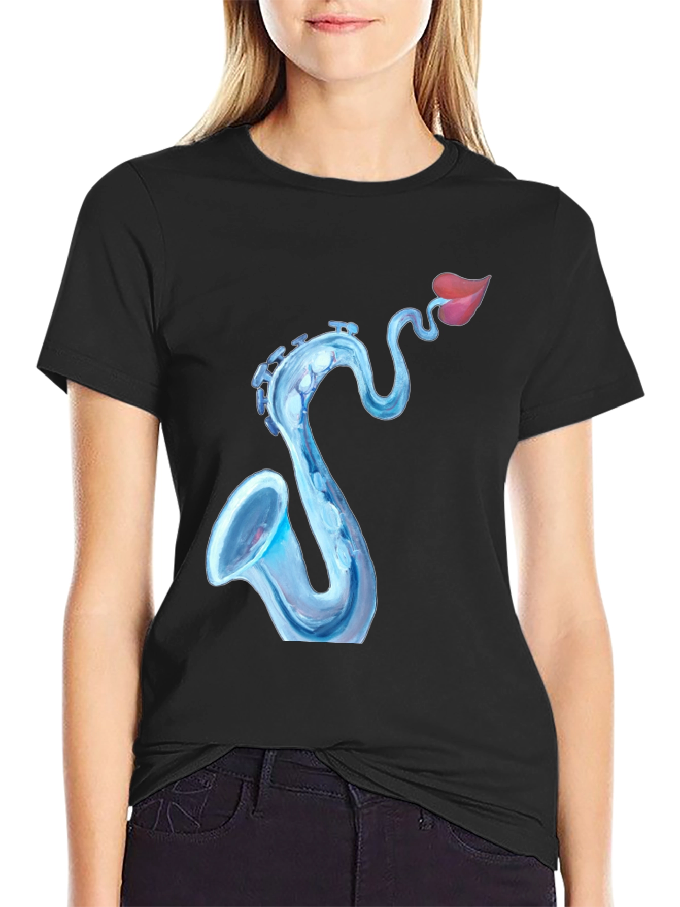 Saxophone Lips Graphic Tee - Cool Music Lover Shirt