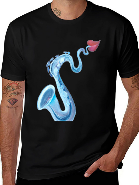 Saxophone Lips Graphic Tee - Cool Music Lover Shirt