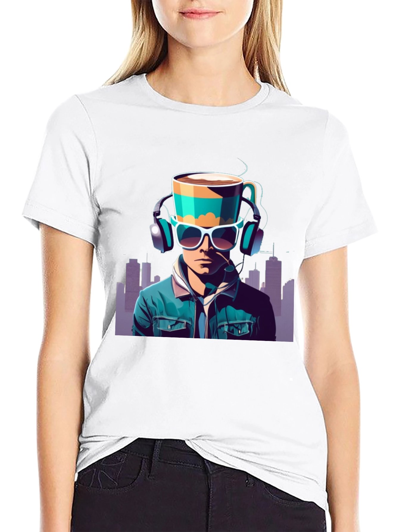 Coffee Headphone Man Graphic Tee