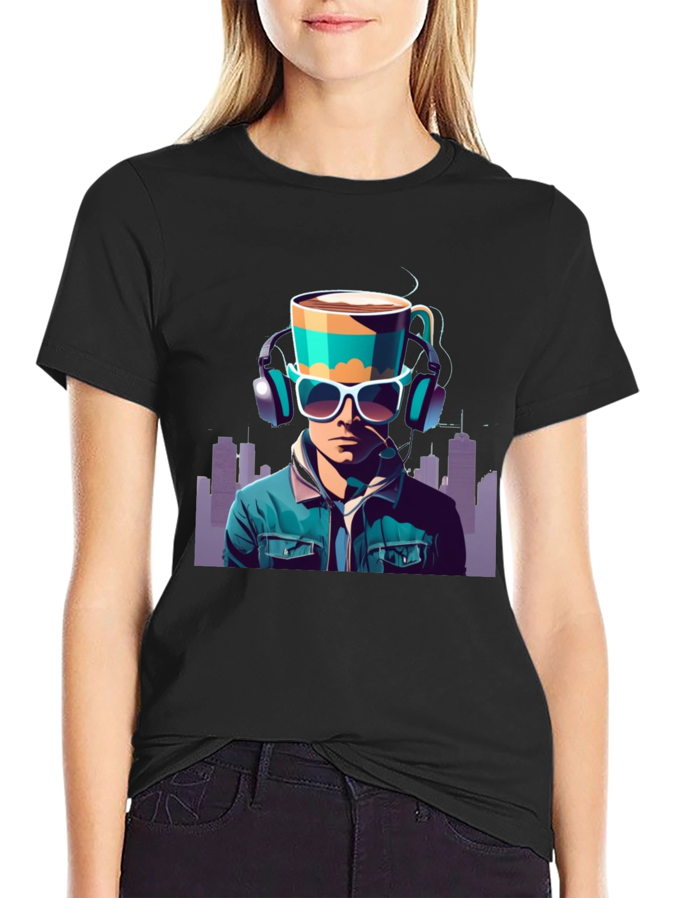 Coffee Headphone Man Graphic Tee