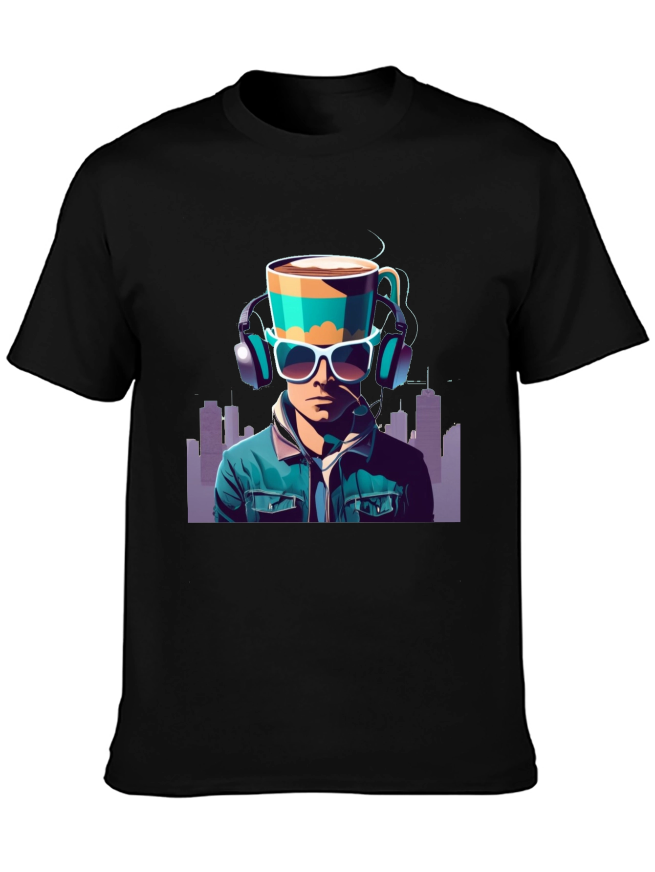 Coffee Headphone Man Graphic Tee