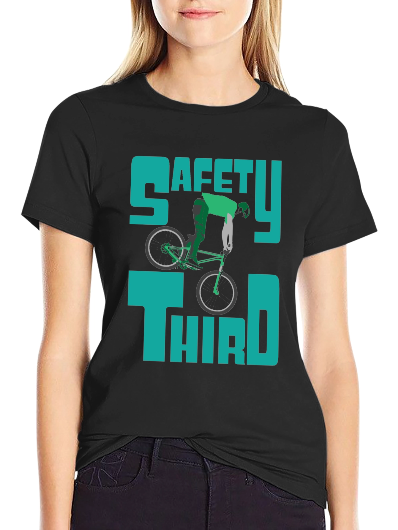 Safety Third Bike T-Shirt - Humorous Graphic Tee
