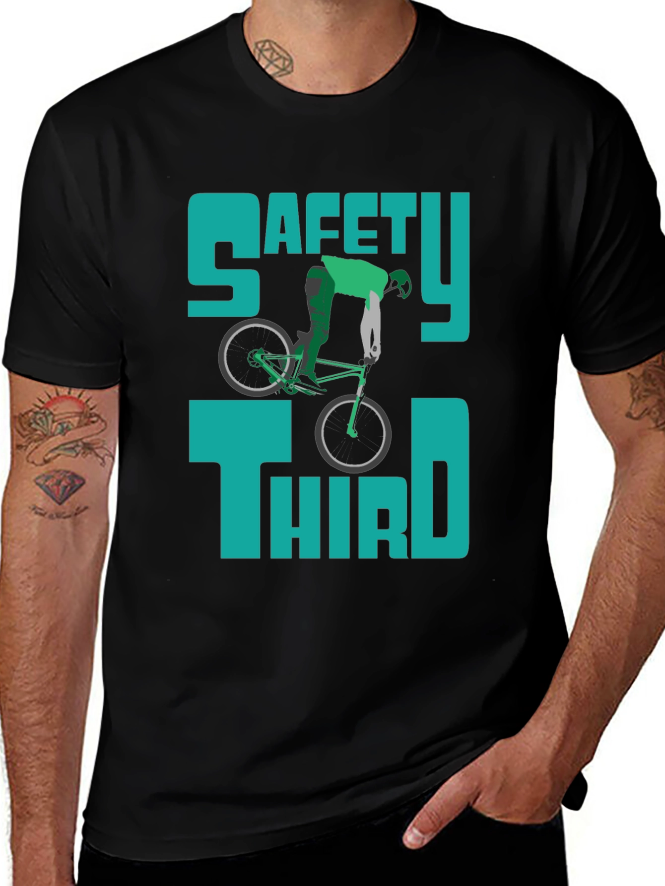 Safety Third Bike T-Shirt - Humorous Graphic Tee