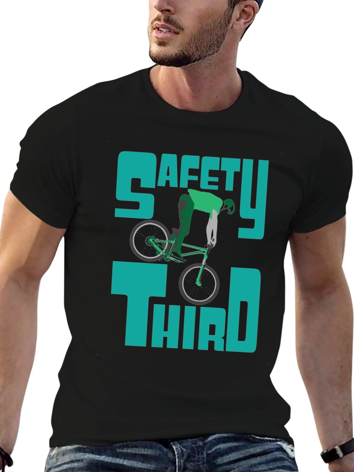 Safety Third Bike T-Shirt - Humorous Graphic Tee