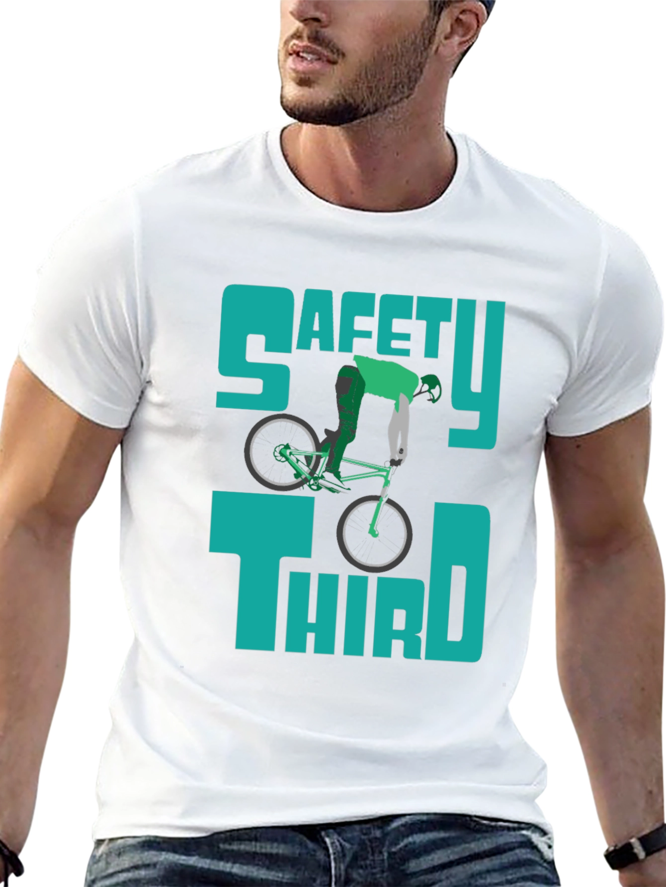 Safety Third Bike T-Shirt - Humorous Graphic Tee