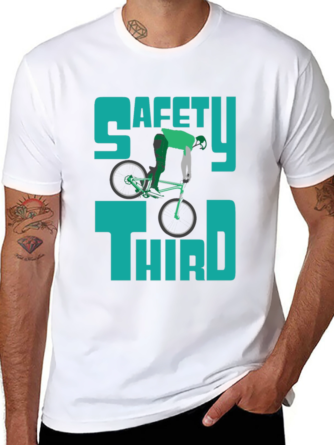 Safety Third Bike T-Shirt - Humorous Graphic Tee