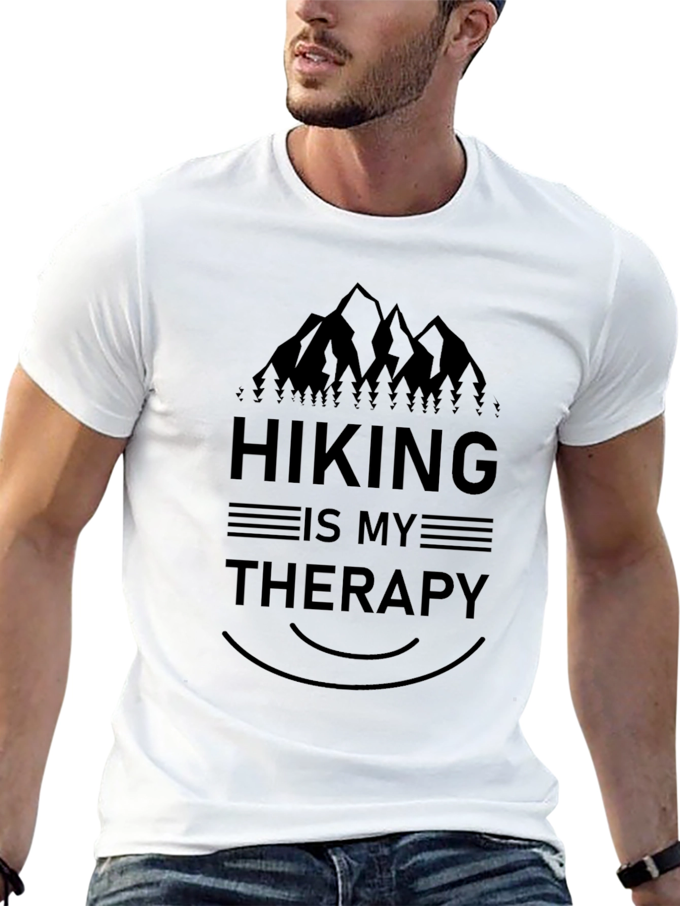 Hiking is My Therapy Graphic Tee - Black