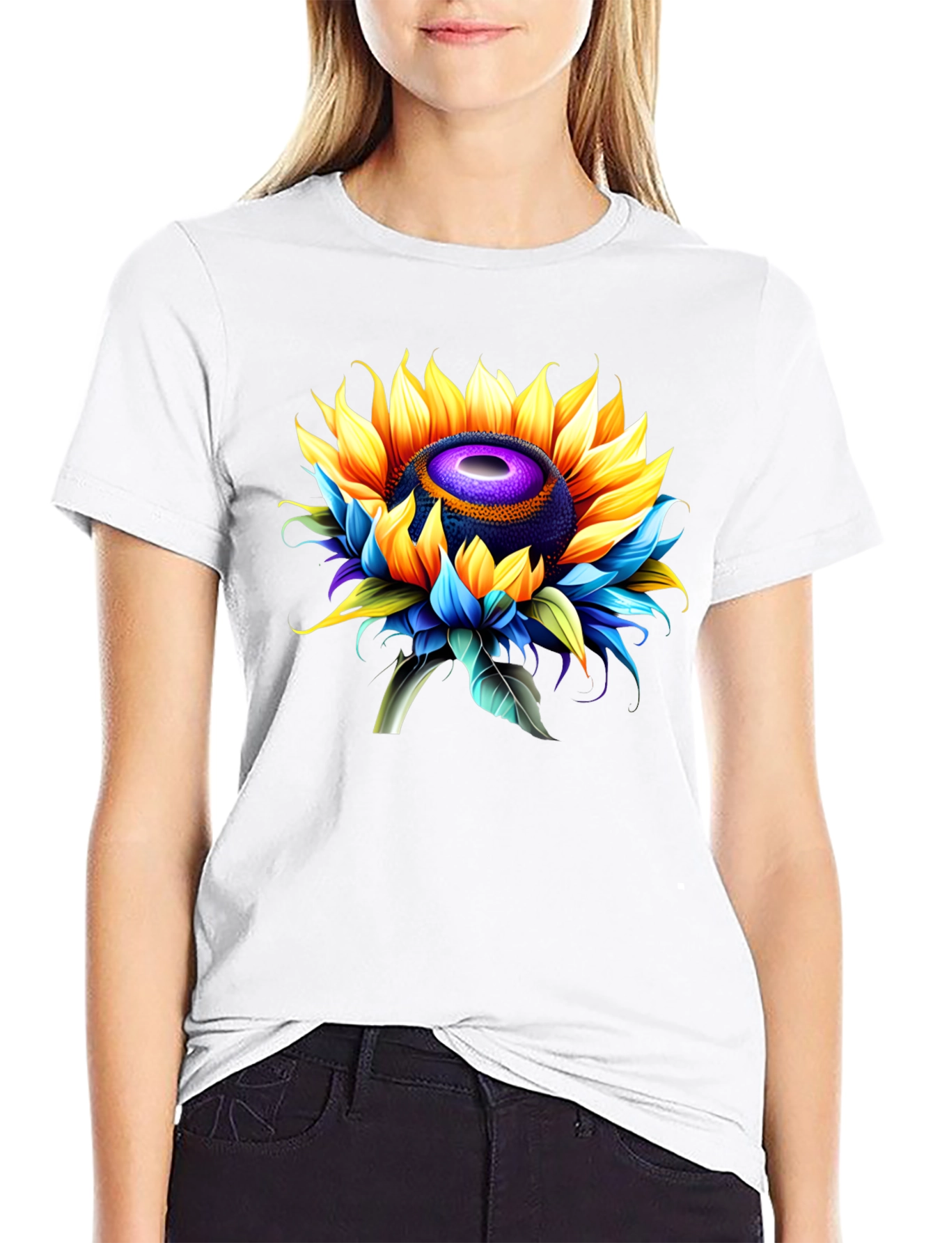 Sunflower Graphic Black T-Shirt