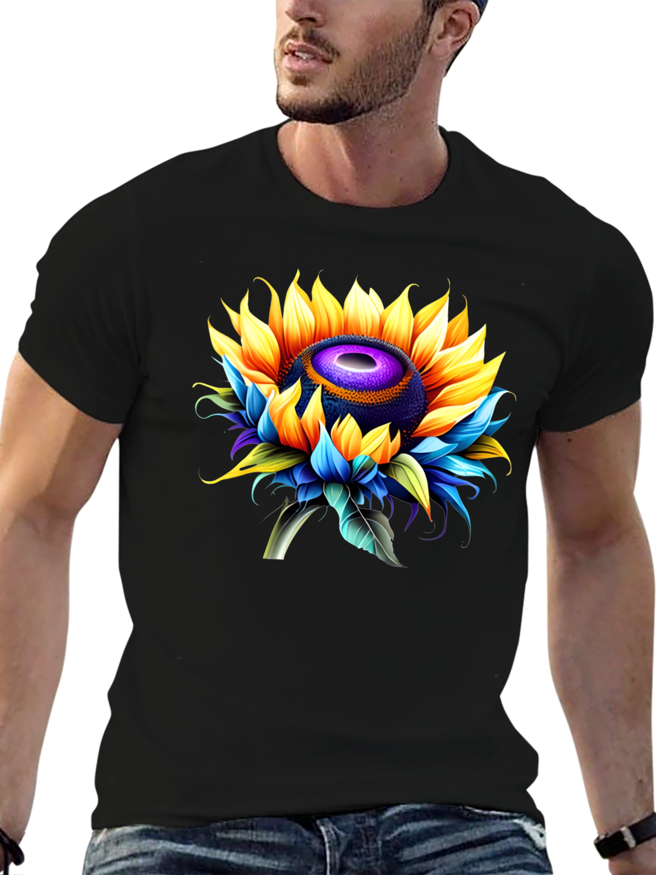 Sunflower Graphic Black T-Shirt