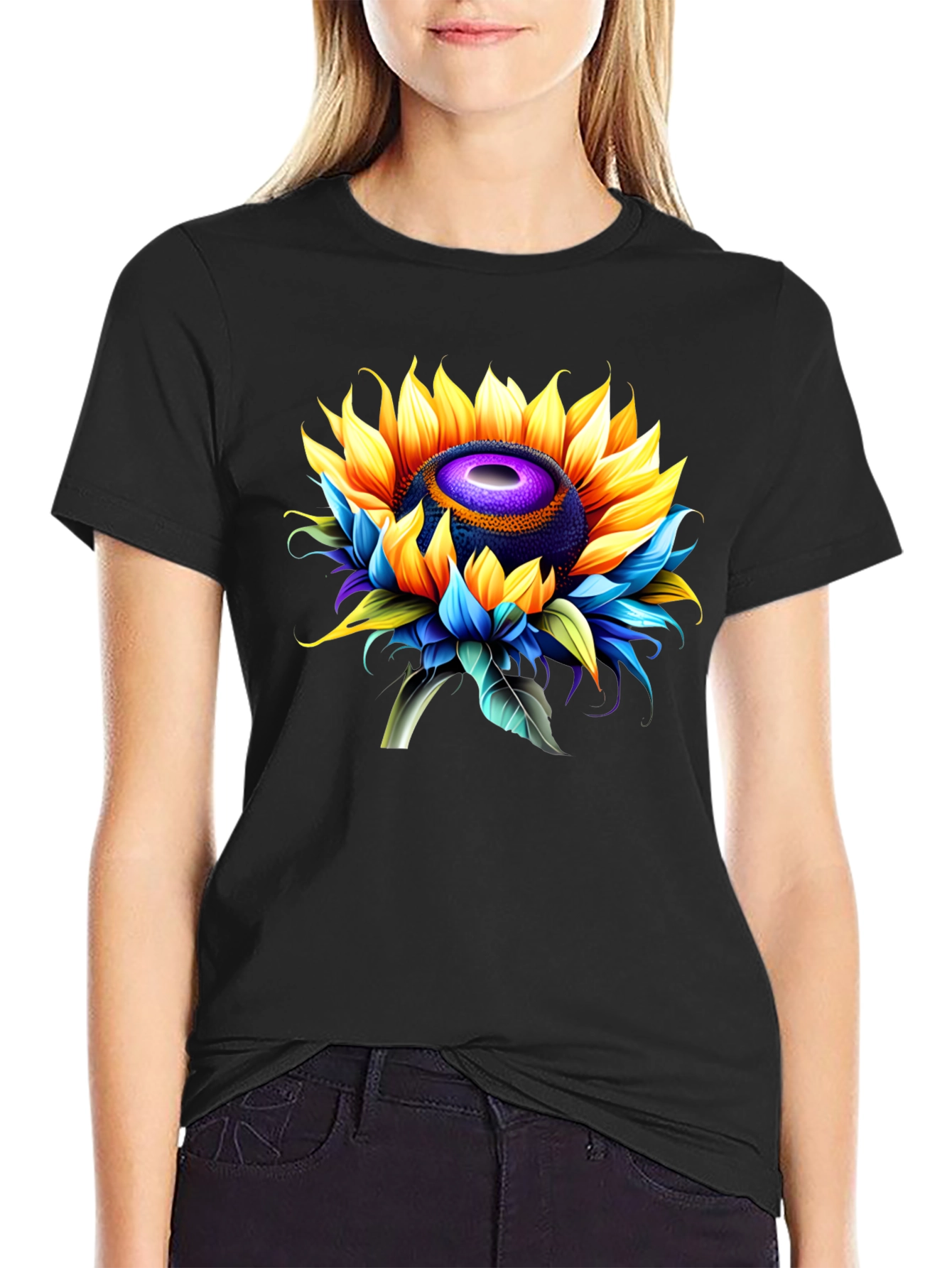 Sunflower Graphic Black T-Shirt