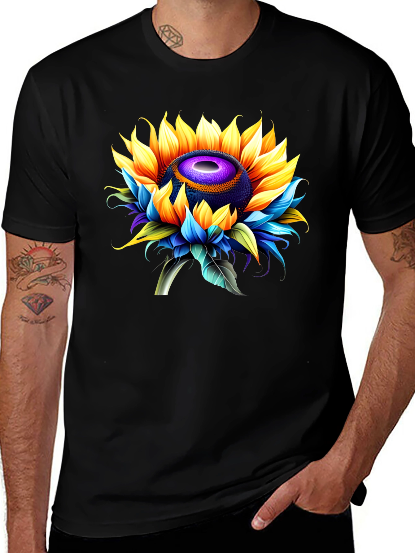 Sunflower Graphic Black T-Shirt