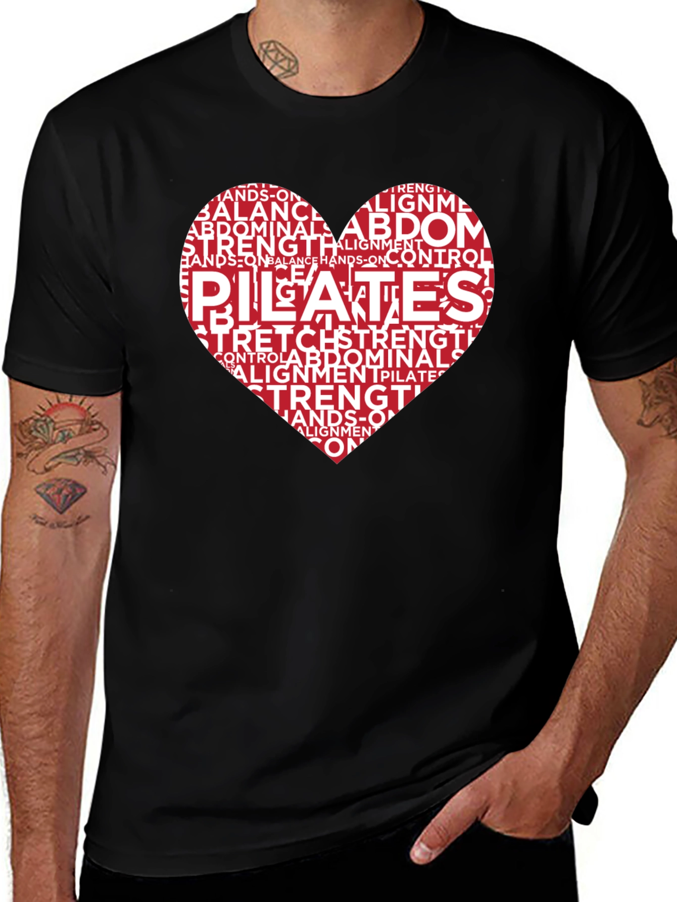 Pilates Heart Word Art Graphic T-Shirt