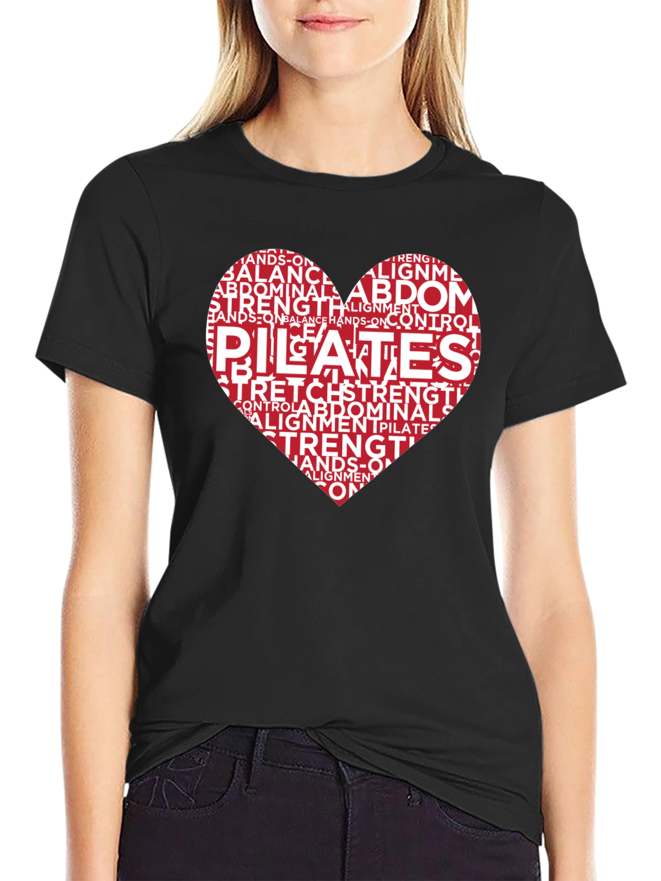 Pilates Heart Word Art Graphic T-Shirt