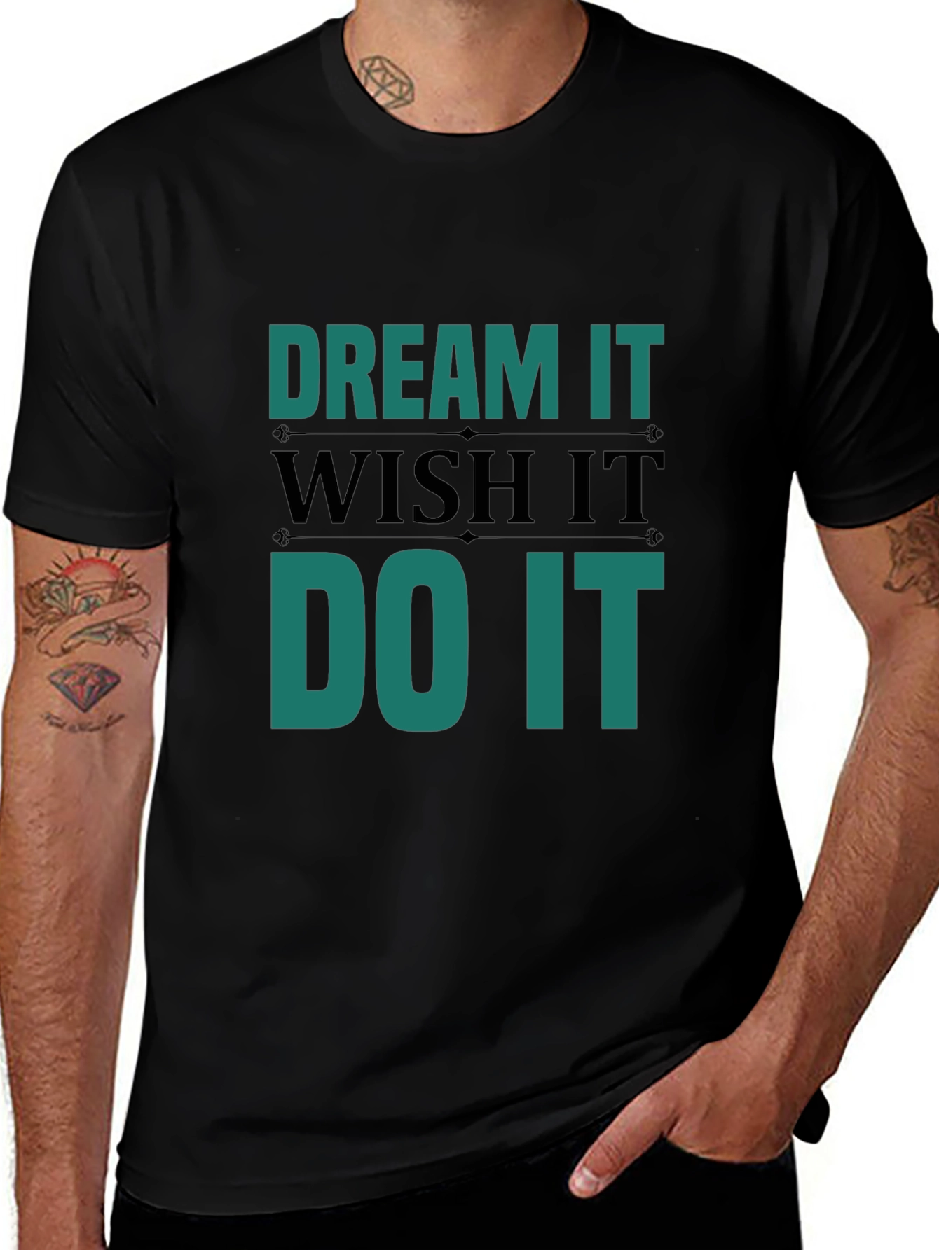 Dream Wish Do It Mens Black T-Shirt