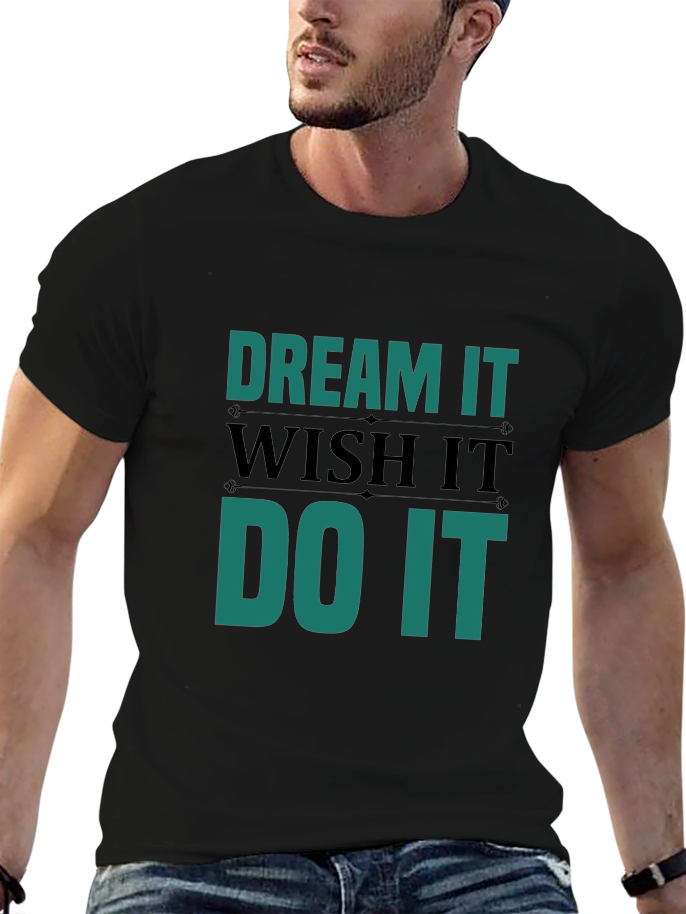 Dream Wish Do It Mens Black T-Shirt