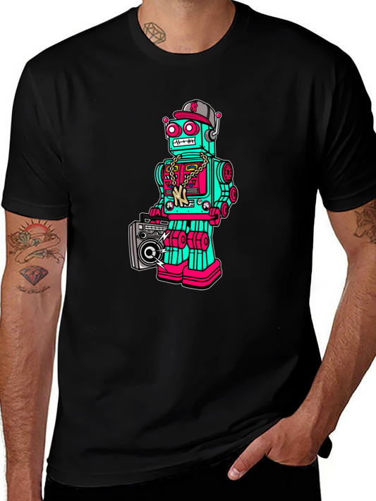 Retro Robot Graphic Tee - Boombox Cool