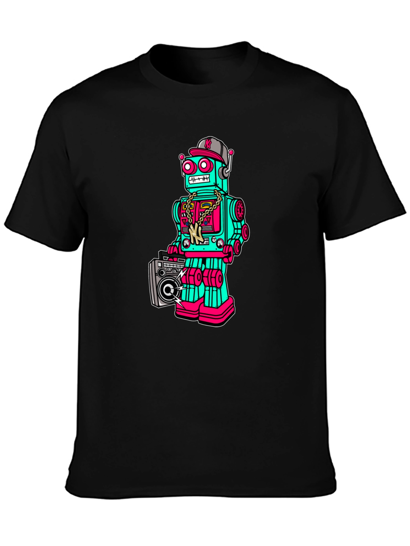 Retro Robot Graphic Tee - Boombox Cool