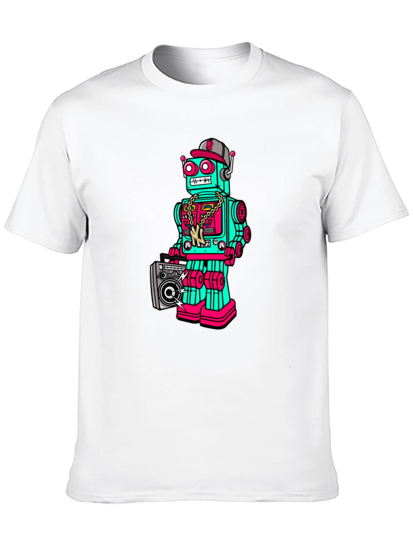 Retro Robot Graphic Tee - Boombox Cool
