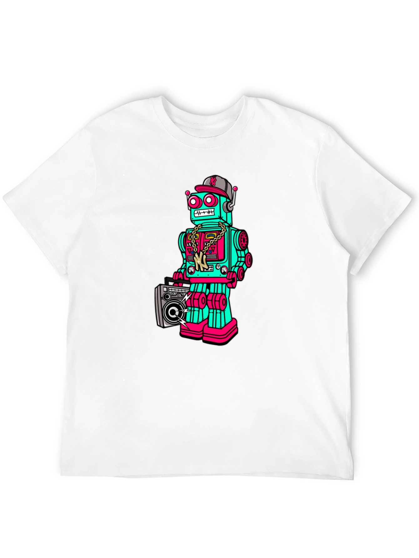 Retro Robot Graphic Tee - Boombox Cool