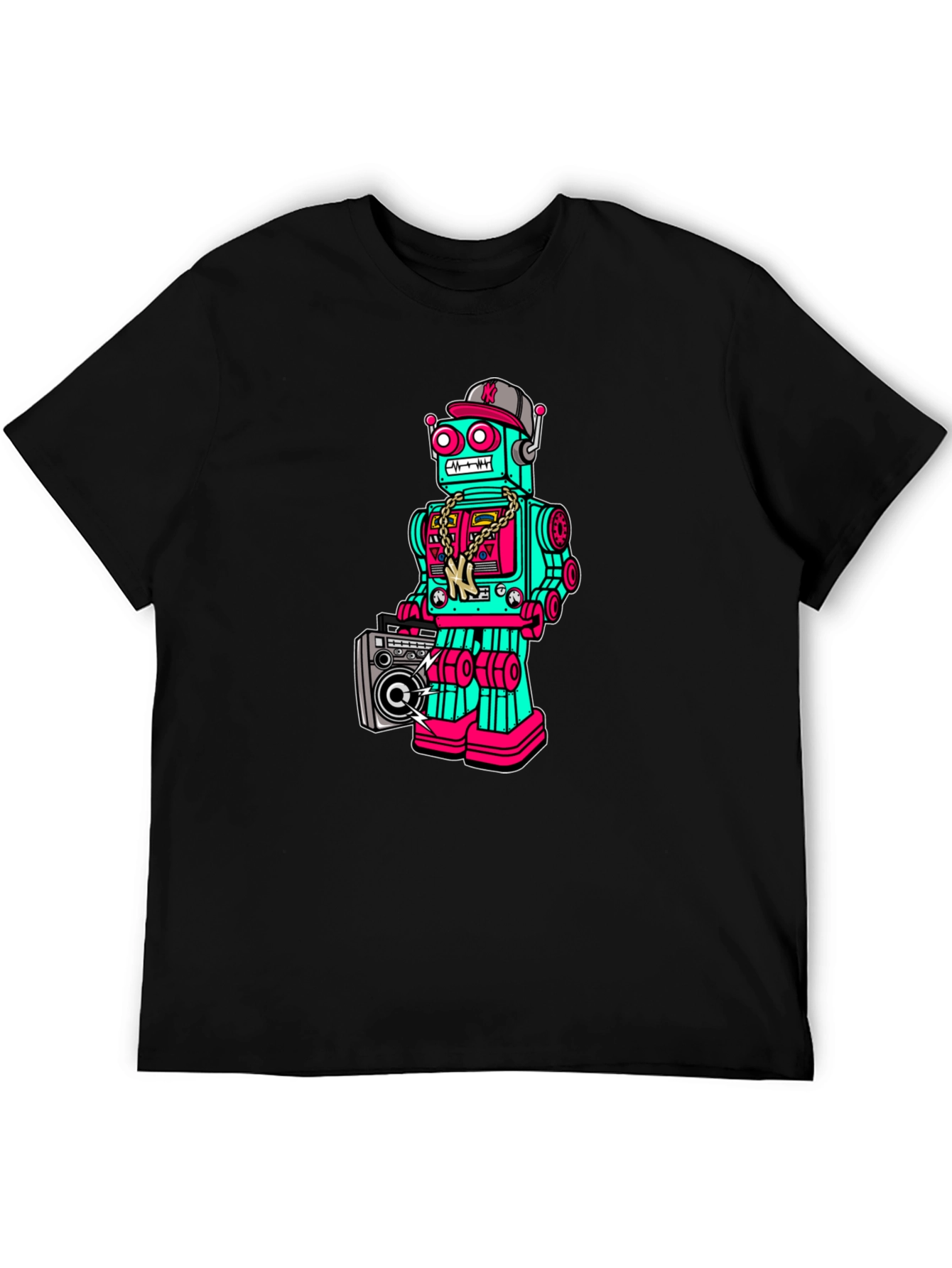 Retro Robot Graphic Tee - Boombox Cool