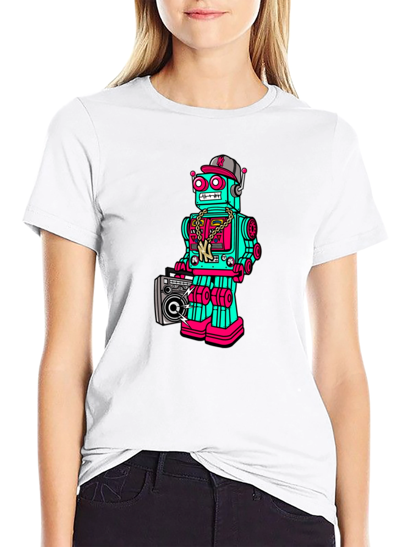 Retro Robot Graphic Tee - Boombox Cool