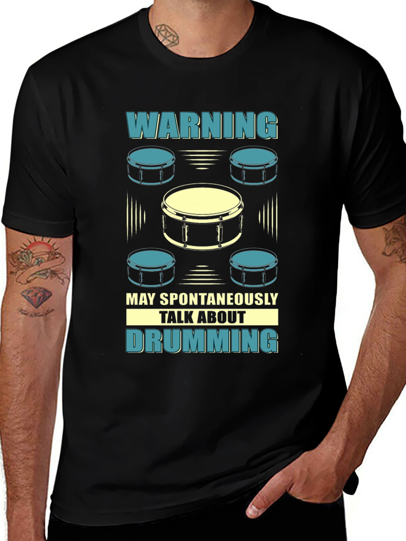 Drumming T-Shirt - Warning May Spontaneously Talk