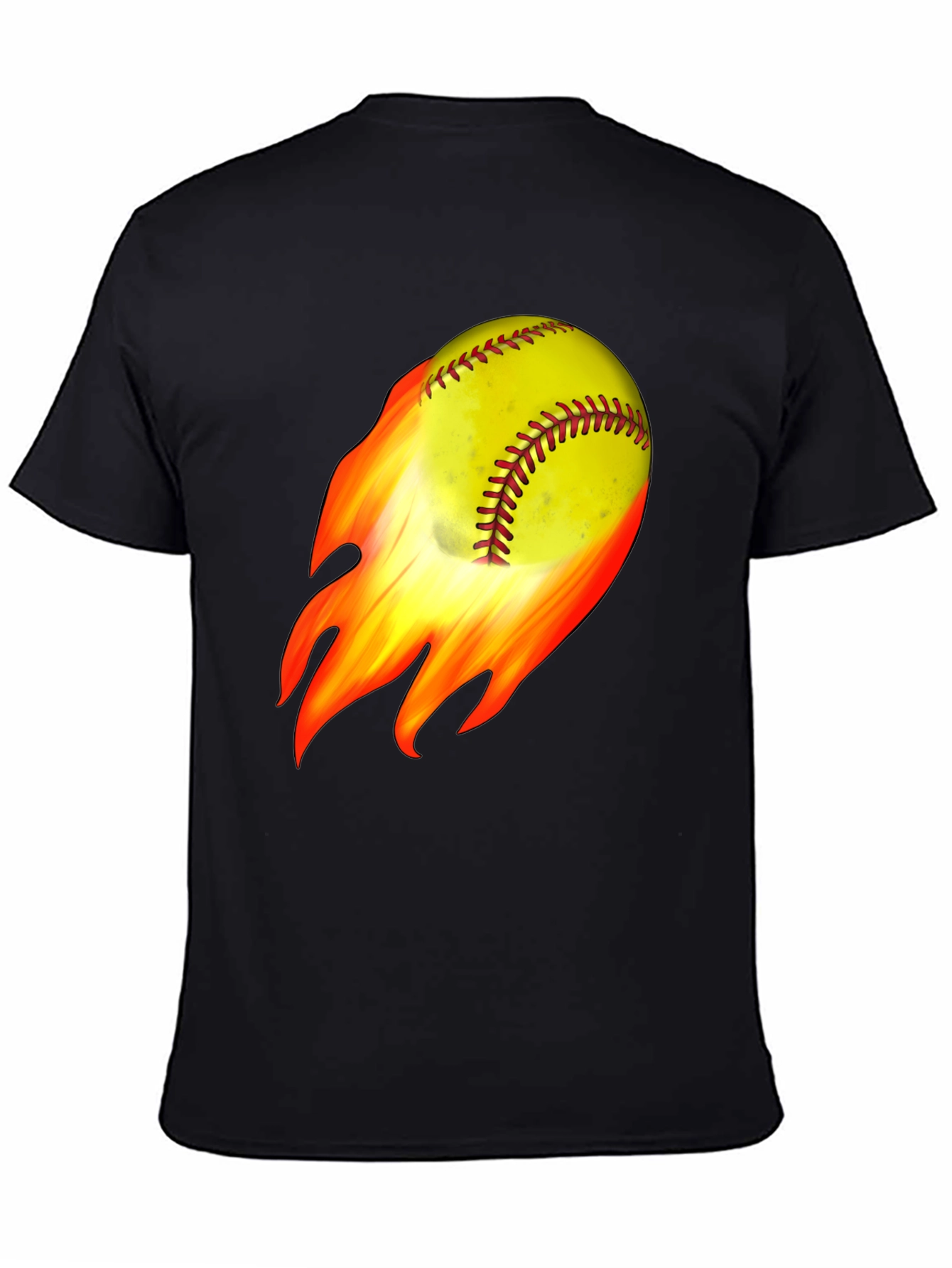 Flaming Softball Graphic T-Shirt