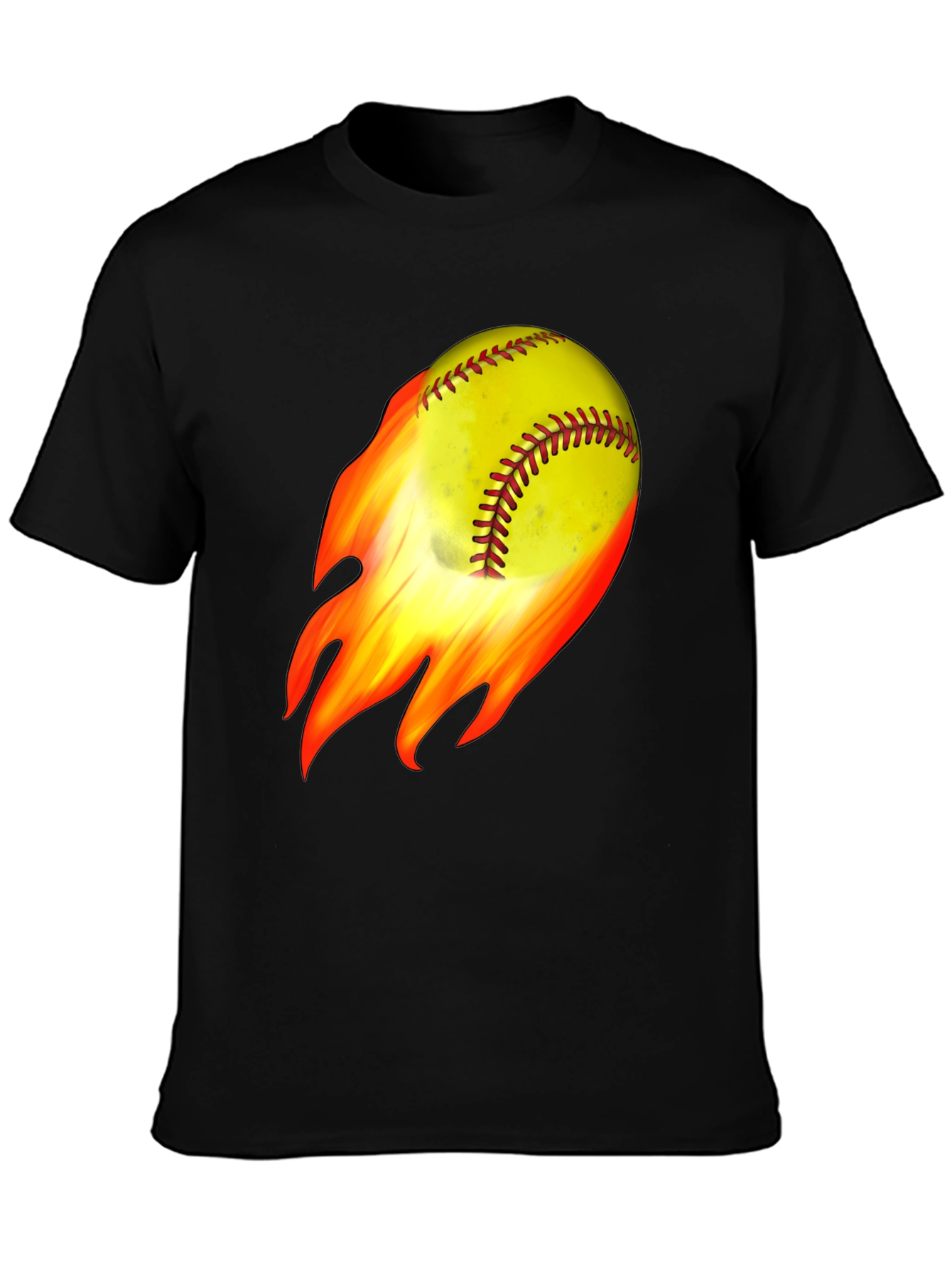 Flaming Softball Graphic T-Shirt