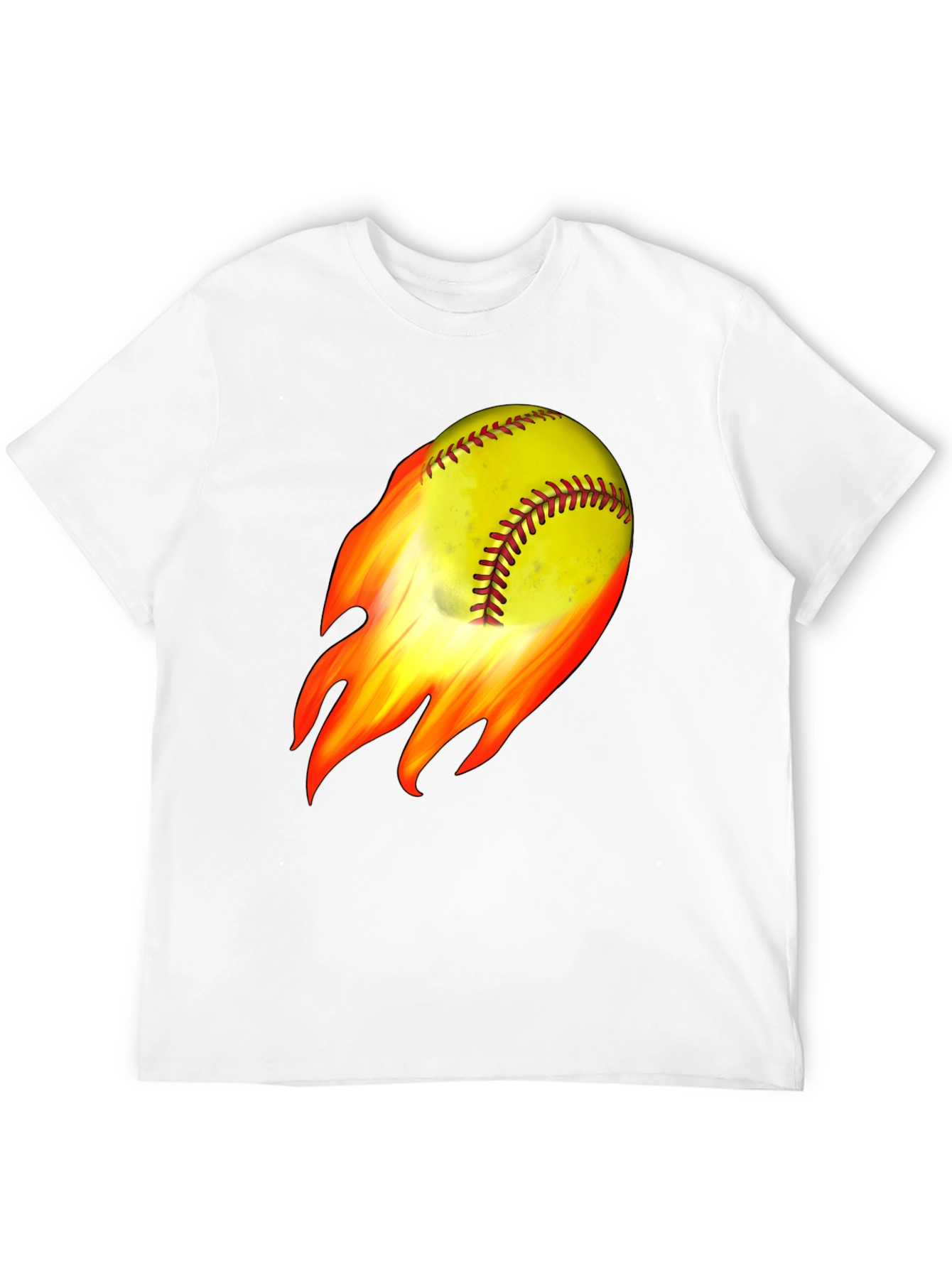 Flaming Softball Graphic T-Shirt