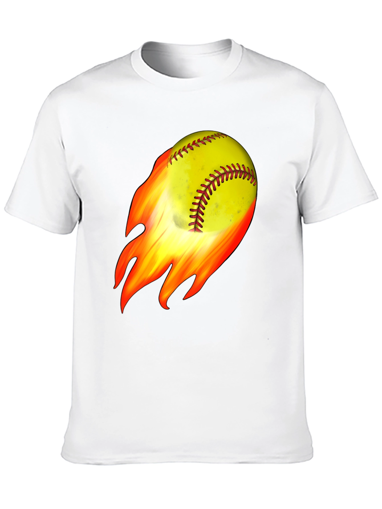Flaming Softball Graphic T-Shirt