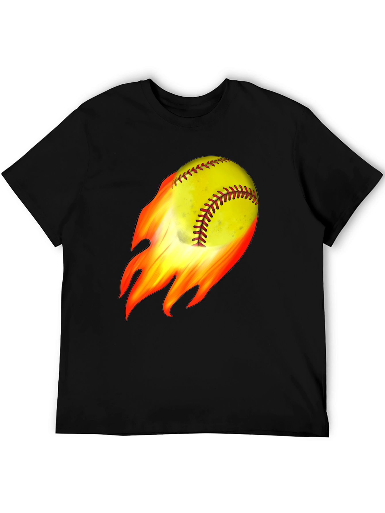 Flaming Softball Graphic T-Shirt