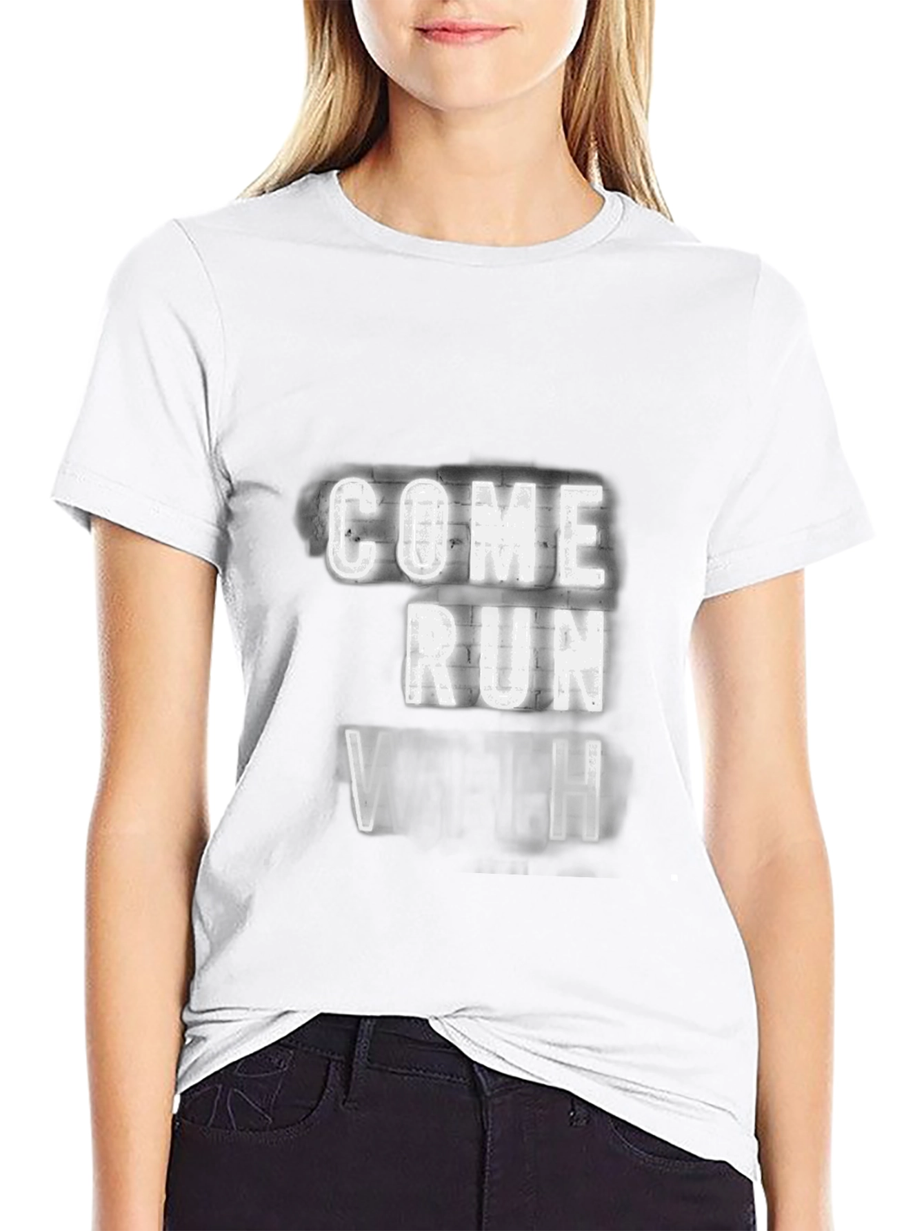 Come Run With Us Black Graphic Tee