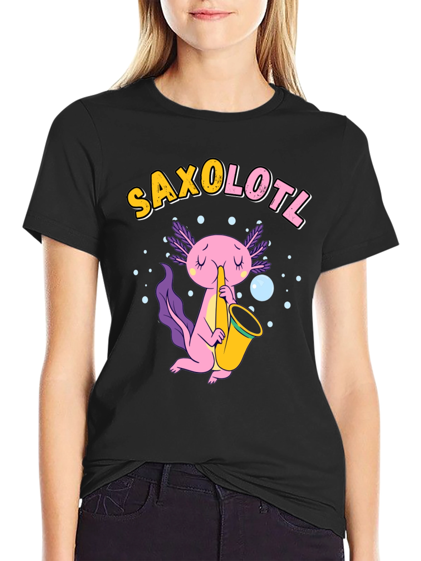 Saxolotl T-Shirt - Funny Axolotl Saxophone Tee