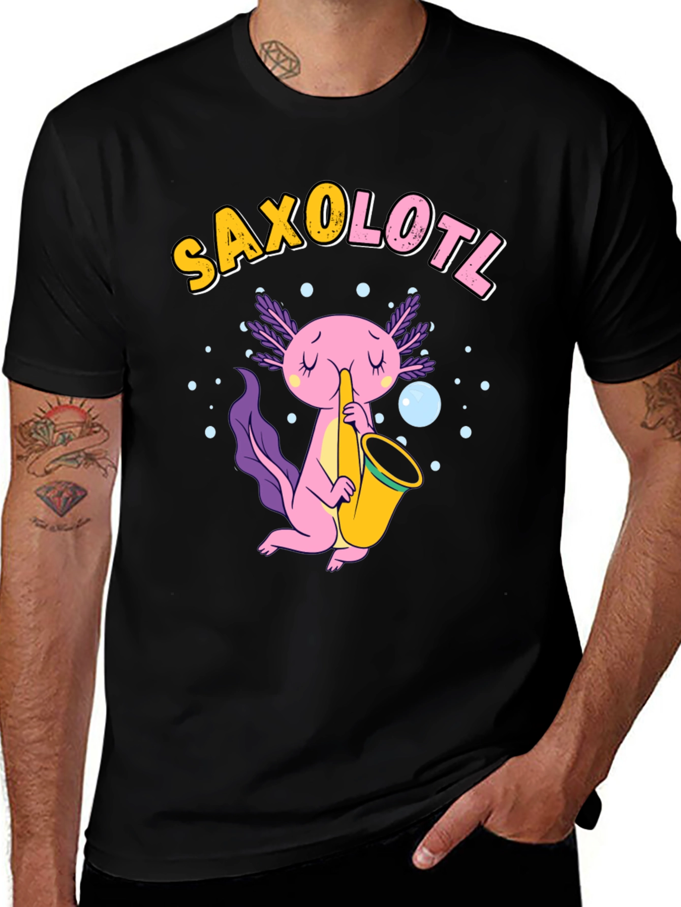 Saxolotl T-Shirt - Funny Axolotl Saxophone Tee