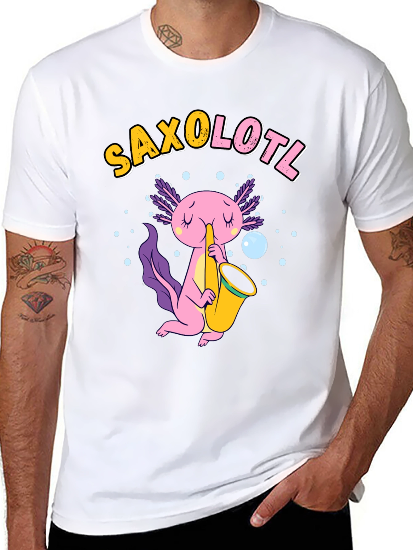 Saxolotl T-Shirt - Funny Axolotl Saxophone Tee