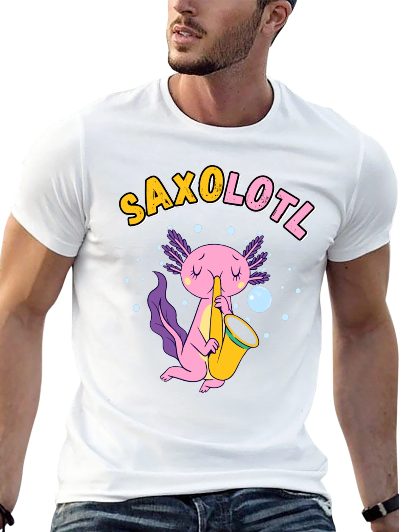 Saxolotl T-Shirt - Funny Axolotl Saxophone Tee