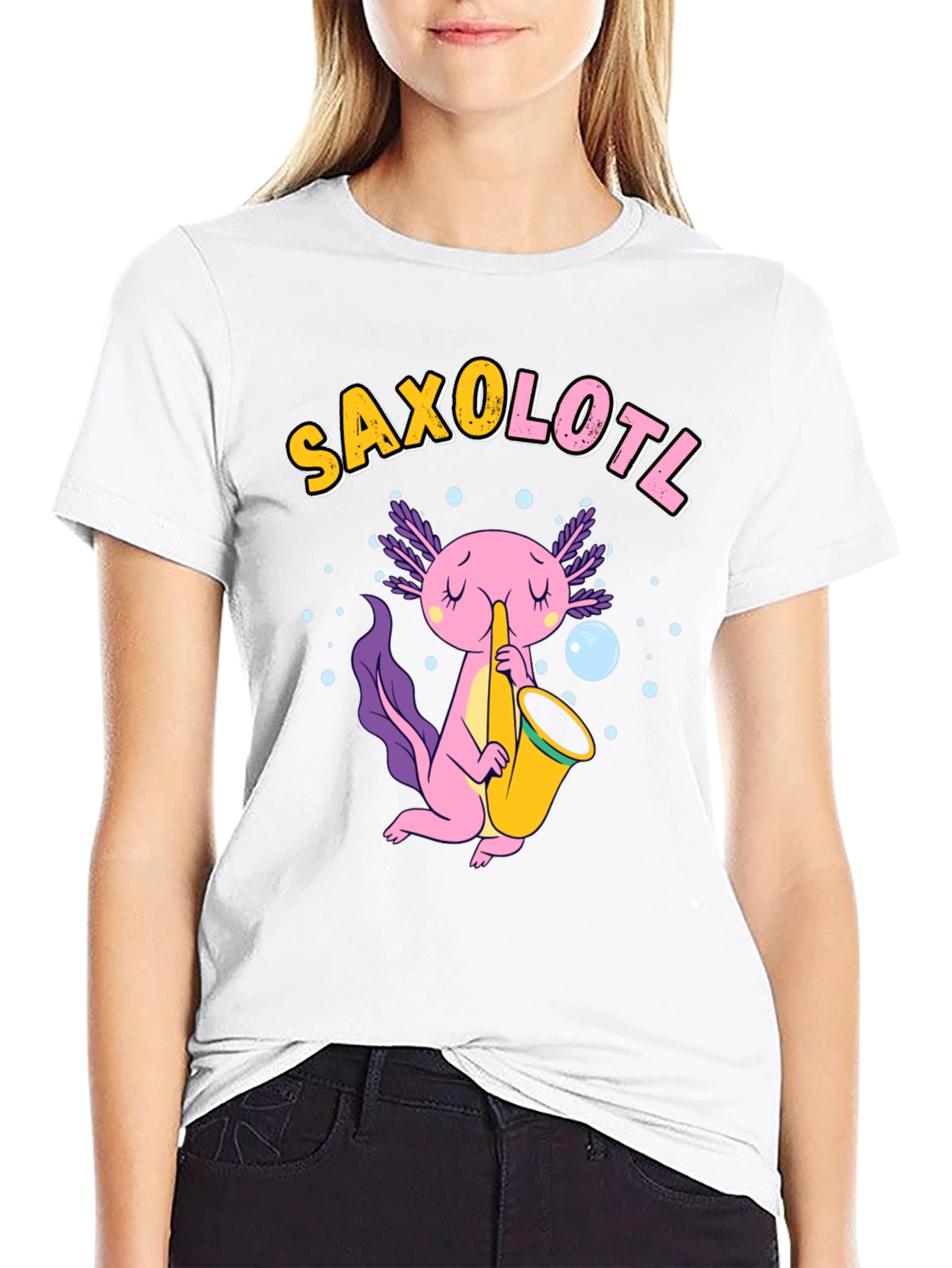 Saxolotl T-Shirt - Funny Axolotl Saxophone Tee